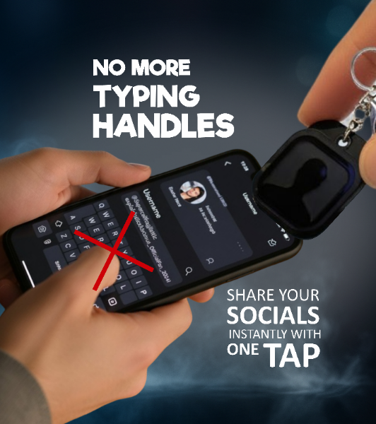 TagAlong keytag and card on a wooden table.